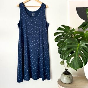 GUDRUN SJODEN Sleeveless Blue Tulip Print Tank Dress Jersey Size XL Lagenlook LN